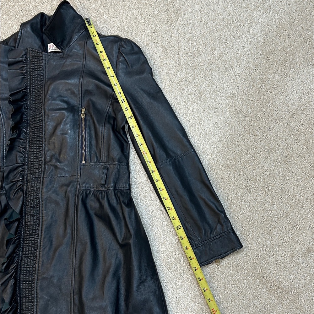 RED Valentino Black Leather Trench Jacket with Ruffle Detail and Belt 44/US 8 - Picture 14 of 14